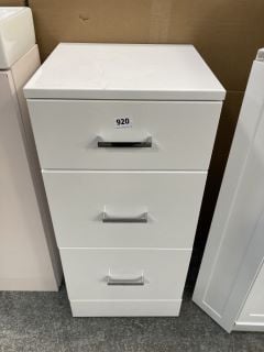 (COLLECTION ONLY) FLOOR STANDING 3 DRAWER BATHROOM CABINET IN WHITE 350 X 330 X 770MM - RRP £210: LOCATION - D3