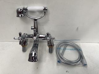 TRADITIONAL DECK MOUNTED BSM IN CHROME WITH SHOWER HANDSET & HOSE - RRP £355: LOCATION - R1