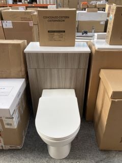 (COLLECTION ONLY) 600 X 260MM TOILET UNIT IN DRIFTWOOD & WHITE WITH BTW PAN & SEAT WITH CONCEALED CISTERN FITTING KIT - RRP £780: LOCATION - D3