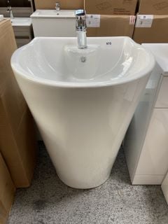 (COLLECTION ONLY) FLOOR STANDING 1TH CERAMIC DESIGNER BASIN 550 X 490 X 810MM WITH A MONO BASIN MIXER TAP & CHROME SPRUNG WASTE - RRP £969: LOCATION - D4