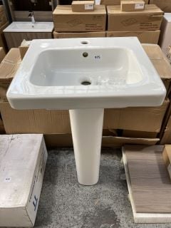 (COLLECTION ONLY) RAK 500MM WIDE 1TH CERAMIC BASIN WITH FULL PEDESTAL - RRP £260: LOCATION - D4