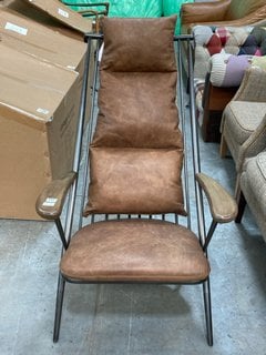 ELY STUDIO CHAIR GUNMETAL FRAME BROWN ANILINE LEATHER COVER RRP: £880 PRODUCT CODE: ZELY1: LOCATION - D8