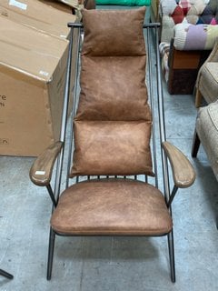 ELY STUDIO CHAIR GUNMETAL FRAME BROWN ANILINE LEATHER COVER RRP: £880 PRODUCT CODE: ZELY1: LOCATION - D8