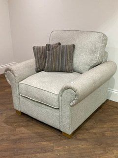 EMILY ARMCHAIR IN WHITE SPECKLED FABRIC RRP: £599: LOCATION - B2