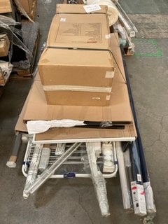 PALLET OF ASSORTED ITEMS TO INCLUDE JOHN LEWIS & PARTNERS BLACKOUT ROLLER BLIND W 183 CM X D 160CM: LOCATION - D8 (KERBSIDE PALLET DELIVERY)