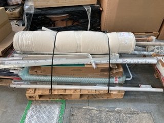 PALLET OF ASSORTED ITEMS TO INCLUDE JOHN LEWIS & PARTNERS UNCORDED CURTAIN TRACK 400CM: LOCATION - D8 (KERBSIDE PALLET DELIVERY)