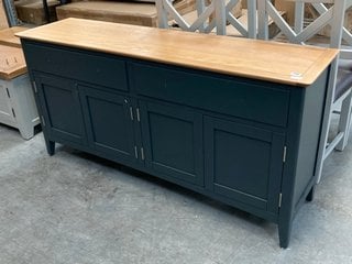 TRADITIONAL 4 DOOR 2 DRAWER SIDEBOARD IN NATURAL & BLUE: LOCATION - C8