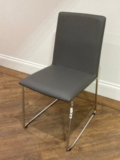 ACTONA KITOS DINING CHAIR IN GREY LEATHER CHROME LEGS: LOCATION - B2