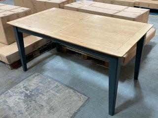 TRADITIONAL 210 CM EXTENDING TABLE IN NATURAL & BLUE: LOCATION - C8