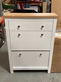 2 DOOR 1 DRAWER SHOE CABINET IN WHITE: LOCATION - C8