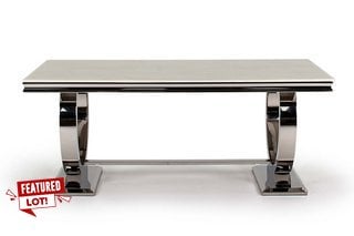 LEOPOLD AR1-200 DINING TABLE WITH CREAM TOP CHROME LEGS RRP: £1499: LOCATION - BOOTH