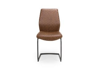 CHARLIE DINING CHAIR IN ANTIQUE BROWN FABRIC BLACK LEGS RRP: £189: LOCATION - B3