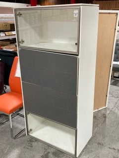 WENDEL HIGHBOARD IN WHITE GREY & GLASS DOORS RRP: £3117: LOCATION - B3