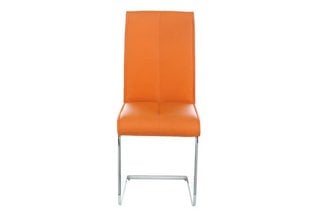 SEATTLE DINING CHAIR IN ORANGE LEATHER & CHROME LEGS RRP: £179: LOCATION - B3