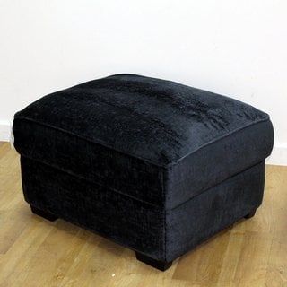 SMALL STORAGE FOOTSTOOL IN BLACK FABRIC RRP: £429: LOCATION - B3