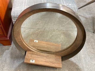 FAKENHAM ROUND MIRROR WITH SHELF RRP: £279: LOCATION - B3