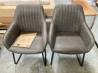 PAIR OF JOHN LEWIS & PARTNERS BROOKS II ARMCHAIRS IN MOCHA: LOCATION - A3