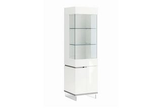 MILAN DINING 1 DOOR LEFT CURIO CABINET IN WHITE HIGH GLOSS & GLASS DOORS RRP: £2129: LOCATION - B3