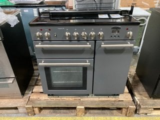 RANGEMASTER LONGSTOCK 90 ELECTRIC RANGE COOKER IN GREY/BLACK MODEL: LSK90EISL RRP: £2654: LOCATION - A4 (KERBSIDE PALLET DELIVERY)