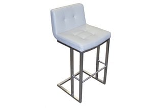 STOOL WITH LEATHER SEAT STAINLESS STEEL LEGS RRP: £120: LOCATION - B3