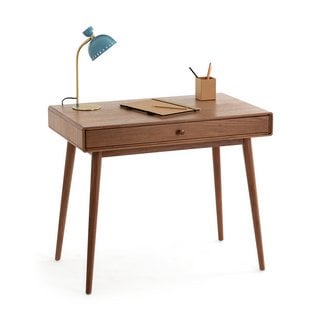 LA REDOUTE MIJI 1-DRAWER WALNUT VENEER DESK. RRP - £798: LOCATION - A5