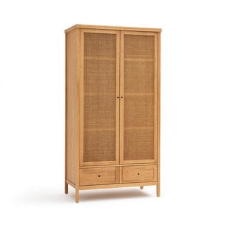 LA REDOUTE GABIN SOLID PINE & RATTAN 2-DOOR WARDROBE. RRP - £925: LOCATION - B9