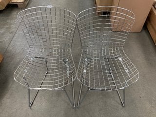 SO'HOME MINIMAL WIREFRAME CHAIR SET OF 2 IN STAINLESS STEEL - RRP £258: LOCATION - B10