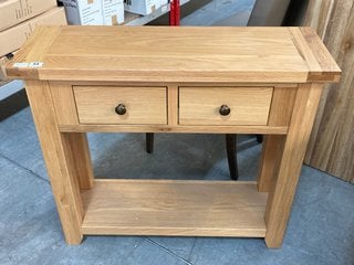 BRIDGEND DINING OAK 2 DRAWER CONSOLE TABLE RRP: £349: LOCATION - B3