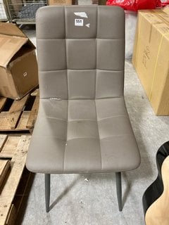 MANHATTAN QUILTED STYLE FAUX LEATHER DINING CHAIR IN TAUPE AND NICKEL FINISH: LOCATION - A1