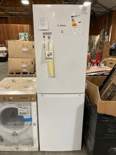 BOSCH FRIDGE FREEZER: MODEL KGN34NWEAG - RRP £479 . JOHN PYE TECHNICAL WHITE GOODS CONDITION REPORT: UNIT POWERED UP, NO ERROR CODE APPARENT, DENTS ON FRONT. DATE OF CHECK 29.10.24 - PLEASE NOTE, THI