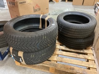 4 X ASSORTED GOODYEAR CAR TIRES TO INCLUDE 2 X GOODYEAR EFFICIENT GRIP PERFORMANCE 2 TIRES SIZE 255/50R17: LOCATION - A3