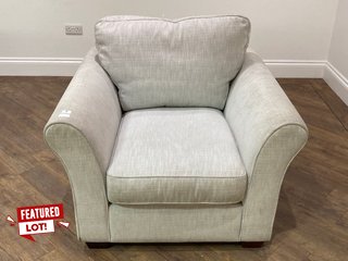 LANGDON ARMCHAIR IN GREY FABRIC RRP: £829: LOCATION - B2