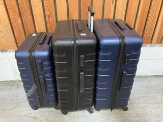 3 X JOHN LEWIS & PARTNERS HARDSHELL SUITCASES IN NAVY/BLACK: LOCATION - A3