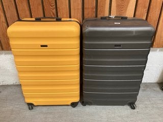 2 X JOHN LEWIS & PARTNERS HARDSHELL SUITCASES IN YELLOW/GREY: LOCATION - A3