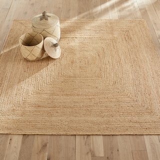 AM.PM HEMPY HAND WOVEN SQUARE 100% JUTE RUG. RRP - £399: LOCATION - D2