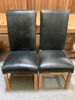 PAIR OF WINDERMERE ROLLBACK CHAIRS IN BLACK LEATHER RRP: £838 PRODUCT CODE: QROL: LOCATION - D7