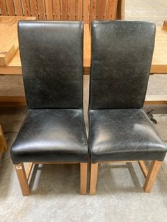 PAIR OF WINDERMERE ROLLBACK CHAIRS IN BLACK LEATHER RRP: £838 PRODUCT CODE: QROL: LOCATION - D7