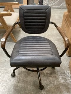 HUDSON OFFICE CHAIR IN GREY LEATHER RRP: £679 PRODUCT CODE: ZHUD1: LOCATION - D7