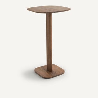 AM.PM MONCEAU WALNUT HIGH BISTRO TABLE, DESIGNED BY E. GALLINA. SIZE: 2 PEOPLE. RRP - £525 TO INCLUDE LA REDOUTE INTERIEURS CRUSEO ROUND OAK DINING TABLE (SEATS 3). SIZE: 3 PERSONS. RRP - £375: LOCAT