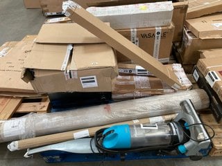 PALLET OF ASSORTED ITEMS TO INCLUDE VAX POWER NANO VACUUM: LOCATION - A12 (KERBSIDE PALLET DELIVERY)