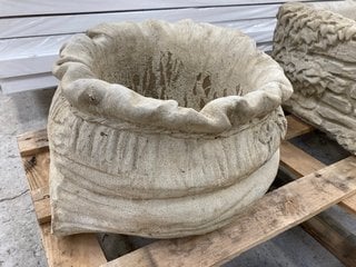 (COLLECTION ONLY) STONEWORK SMALL BURLAP SACK GARDEN PLANTER: LOCATION - A3