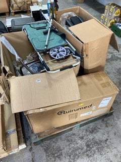 PALLET OF ASSORTED HEALTH/MOBILITY AIDS TO INCLUDE MANUAL ALUMINIUM WHEELCHAIR IN BLUE: LOCATION - B1