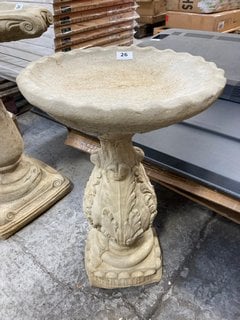 (COLLECTION ONLY) STONEWORK MEDIUM ART NOUVEAU BIRD BATH: LOCATION - A3