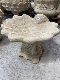 (COLLECTION ONLY) STONEWORK SMALL CLAM SHELL BIRD BATH: LOCATION - A3