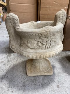 (COLLECTION ONLY) STONEWORK SMALL GOTHIC GOBLET GARDEN PLANTER: LOCATION - A3