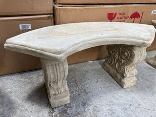 (COLLECTION ONLY) STONEWORK SMALL ART NOUVEAU GARDEN BENCH: LOCATION - A3