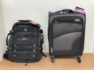 AEROLITE SMALL PORTABLE TRAVEL BAG IN BLACK TO INCLUDE AEROLITE BACKPACK IN BLACK: LOCATION - E9