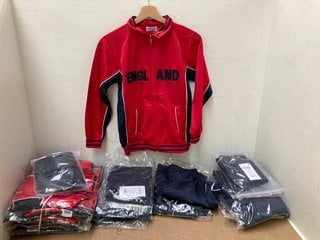 QTY OF SPORTS ENGLAND TRACKSUIT SETS IN VARIOUS SIZES TO INCLUDE A QTY OF MENS BANNER SPORTSWEAR NAVY SHORTS IN VARIOUS SIZES: LOCATION - H15