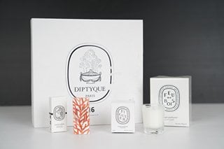 DIPTYQUE PARIS 34 BOULEVARD SAINT GERMAIN FEU DE BOIS 190G SCENTED CANDLE WITH DIPTYQUE PARIS 34 BOULEVARD SAINT GERMAIN FIGUIER 35G SCENTED CANDLE AND 2 X DIPTYQUE PARIS CORAIL OSCURO EAU DE PARFUM/