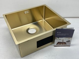 CAPLE MODE 45 GOLD SINGLE BOWL STAINLESS STEEL UNDERMOUNT SINK - MODEL MODE045/GD - RRP £468: LOCATION - BOOTH